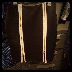 black skirt with zippered front